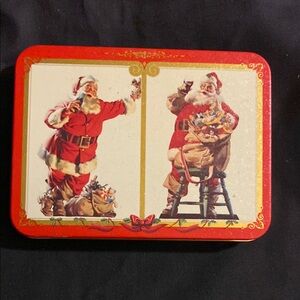 Vintage Santa Claus Coca-Cola Playing Cards in Tin Box. NWOT.